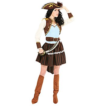Kostüm 'Piratin' blau/braun für Damen