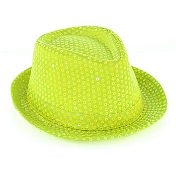 Chapeau trilby paillettes, jaune fluo  acheter en ligne sur déguisement  buttinette