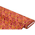 Tissu polyester « flower power », orange/multicolore