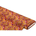Tissu polyester " fleurs ", orange/multicolore