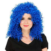 Perruque frisée 'Curly', bleu foncé