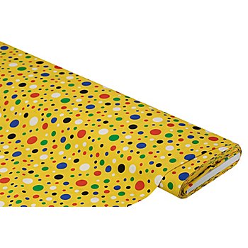 Tissu coton à impression numérique « pois », jaune/multicolore, de la série Ria