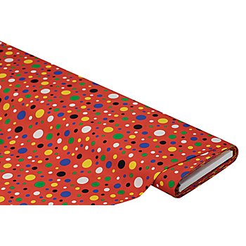 Tissu coton à impression numérique « pois », rouge/multicolore, de la série Ria
