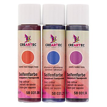 Set de colorants pour savon, rouge/violet/bleu
