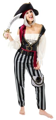 Kostüm 'Piratin', bordeaux/grau