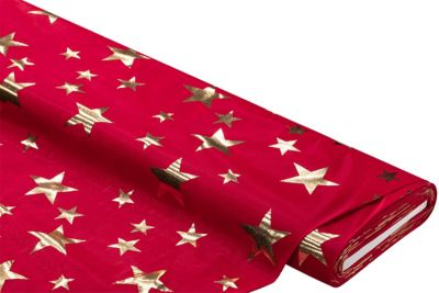 Elastik-Jersey mit Foliendruck 'Sterne', rot/gold