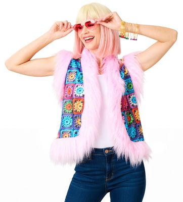 buttinette Weste 'Häkeloptik' unisex, rosa/bunt