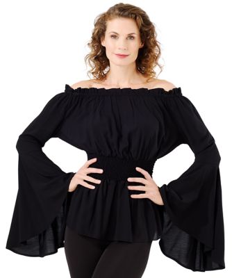 Off-Shoulder-Bluse für Damen, schwarz