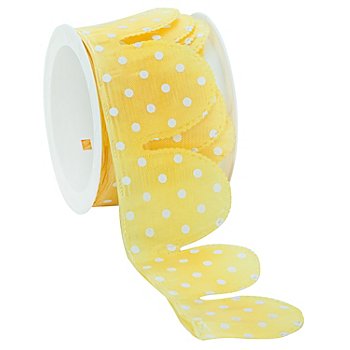 Stoffband Ziehblume 'Tupfen', gelb-weiss, 5 cm, 2,5 m