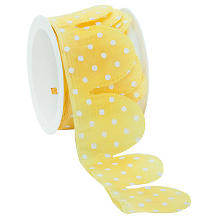 Stoffband Ziehblume 'Tupfen', gelb-weiß, 5 cm, 2,5 m