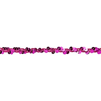 Ruban de paillettes, rose vif, largeur : 10 mm,  longueur : 3 m