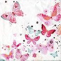 Serviettes en papier "papillons", rose, 20 serviettes