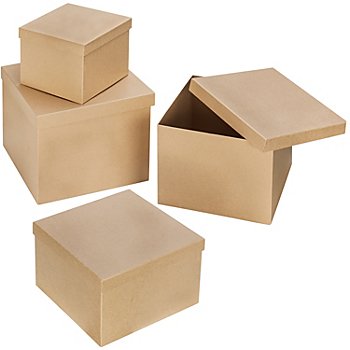 Boîtes carrées XXL en carton, 4 pièces