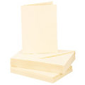 Cartes bords parchemin et enveloppes, crème, A6/C6, 25 pièces