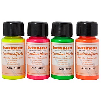 buttinette Peintures pour textiles 'fluo', 4x 50 ml