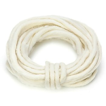 Cordelette en laine, cœur en fil métallique, blanc cassé, env. 8 mm Ø, 2 m