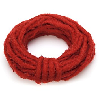 Cordelette en laine, cœur en fil métallique, rouge, env. 8 mm Ø, 2 m