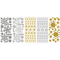 Stickers "flocons de neige", doré/argenté/blanc, 23 x 10 cm, 5 feuilles