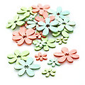 Confettis de table "fleurs", rose/vert clair/turquoise clair, 2&ndash;4 cm, 36 pièces