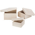 Boîtes en bois brut, 3 pièces