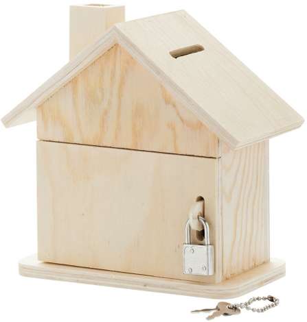 Maison tirelire bois 8x15x14.5cm - Centrakor