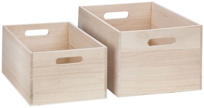 Holz-Kisten mit Tragegriffen, 36 x 26 x 19 cm und 32 x 22 x 15 cm, 2 Stück  online kaufen