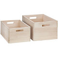 Holz-Kisten mit Tragegriffen, 36 x 26 x 19 cm und 32 x 22 x 15 cm, 2 Stück