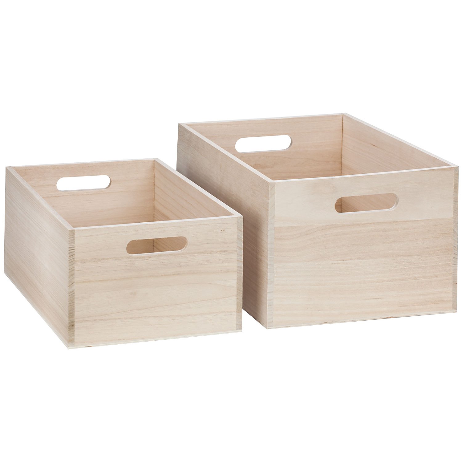 Holz-Kisten mit Tragegriffen, 36 x 26 x 19 cm und 32 x 22 x 15 cm