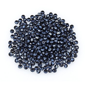 Perles en verre à facettes, bleu, 2 mm, 300 pièces
