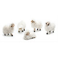 Moutons en laine, blanc, 5&ndash;6 cm, 5 pièces