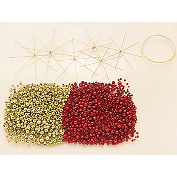 Kit créatif 'étoiles en perles', rouge/or, 5 pièces