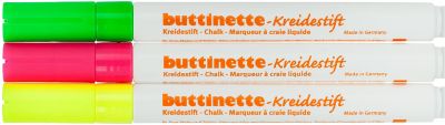 buttinette Marqueurs à craie liquide "fluo", épaisseur du trait : 1–2 mm, 3 marqueurs