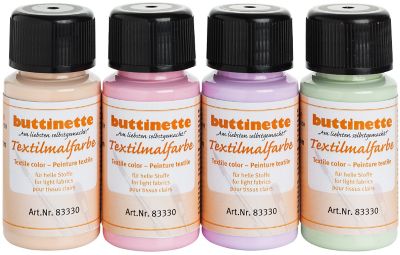 buttinette Lot de peinture pour textiles sans repassage « noir/blanc »