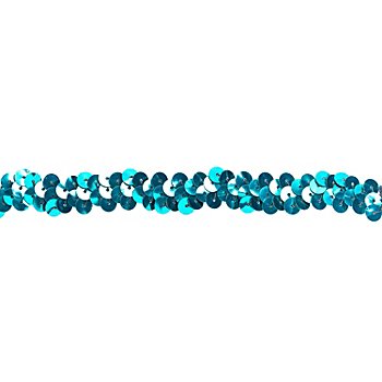 Ruban élastique à paillettes, turquoise, 10 mm, 3 m