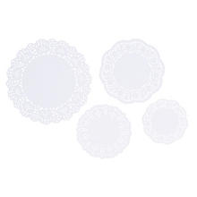 Set de dentelle en papier, 11-21,5 cm Ø, blanc/crème, 60 pièces