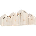 Boîte à tiroirs en bois "maisons", 40 x 8 x 17 cm