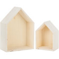 Wand-Regal-Set "Haus" aus Holz, 2 Stück