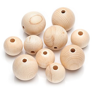 Boules en bois, 35 + 45 mm Ø, 10 pièces