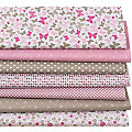 Lot de 7 coupons de tissu patchwork "Marlène", rose/taupe