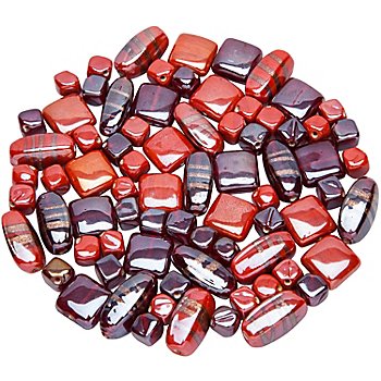 Perles en verre, rouge, 10–22 mm, 150 g