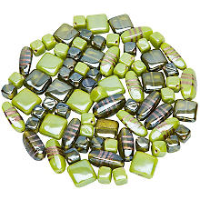 Perles en verre, vert, 10 - 22 mm, 150 g