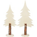 Sapins en bois brut, 25 cm et 30 cm, 2 pièces