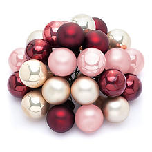 Weihnachtskugeln am Draht, creme, marsala, pink, 2 cm Ø, 24 Stück