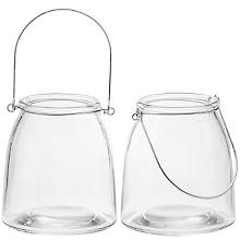 Glas-Windlichter mit Bügel, 13 cm, 11,5 cm Ø, 2 Stück