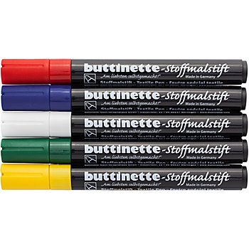 buttinette Stoffmalstifte-Set, für dunkle Stoffe, 5er-Pack