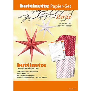 buttinette Papier-Set 'Sterne', rot-weiss, 3 Sterne