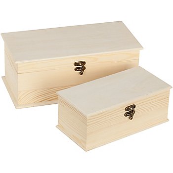Truhen aus Holz, 32 x 16 x 12,5 cm und 24 x 12 x 10 cm, 2 Stück