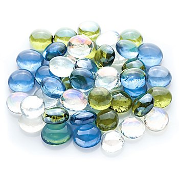 Glas-Nuggets-Mix, blau-grün-transparent, 15 - 20 mm, 200 g