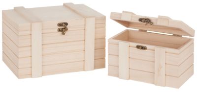 Holz-Kisten mit Tragegriffen, 36 x 26 x 19 cm und 32 x 22 x 15 cm