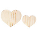 Coeurs en bois, écru, 2 pièces
